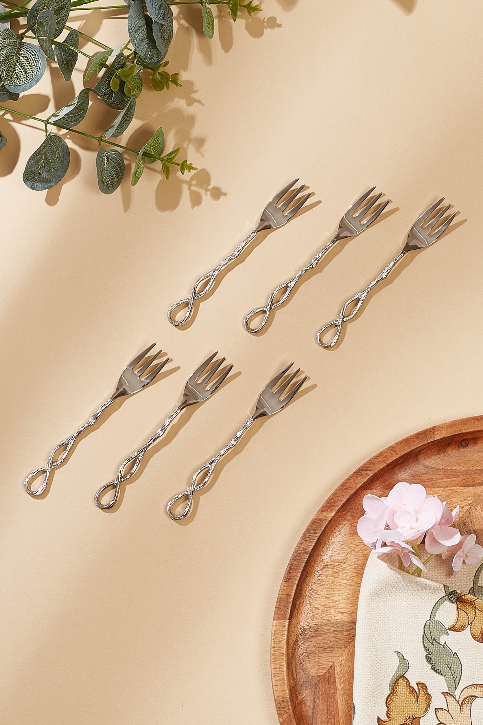 Silver Heart Dessert Fork Set - Set Of 6