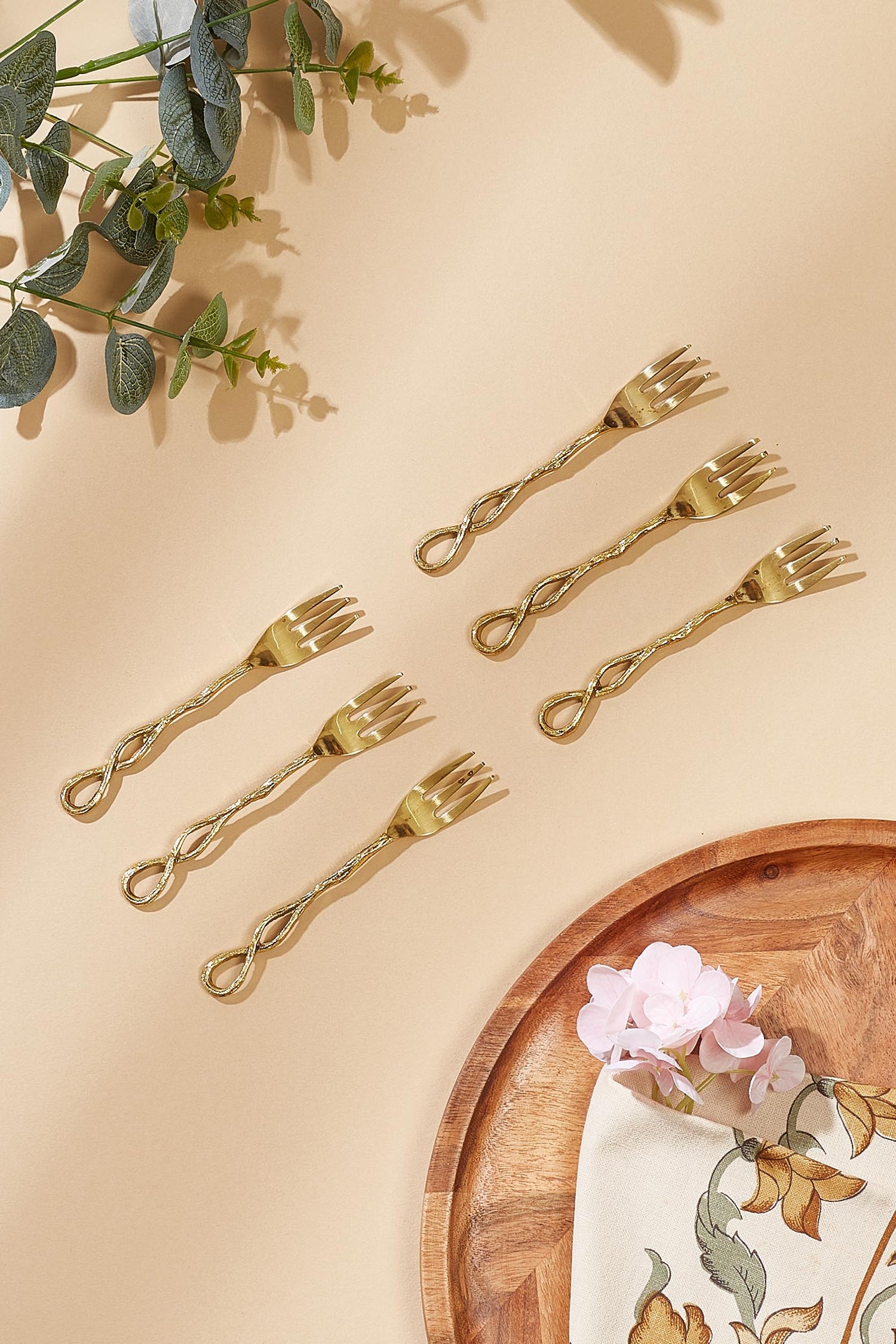 Gold Heart Dessert Fork Set - Set Of 6