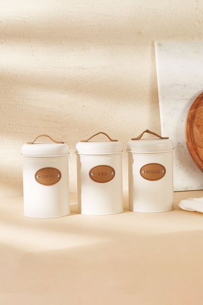 Mila Steel Jar Set - Ivory