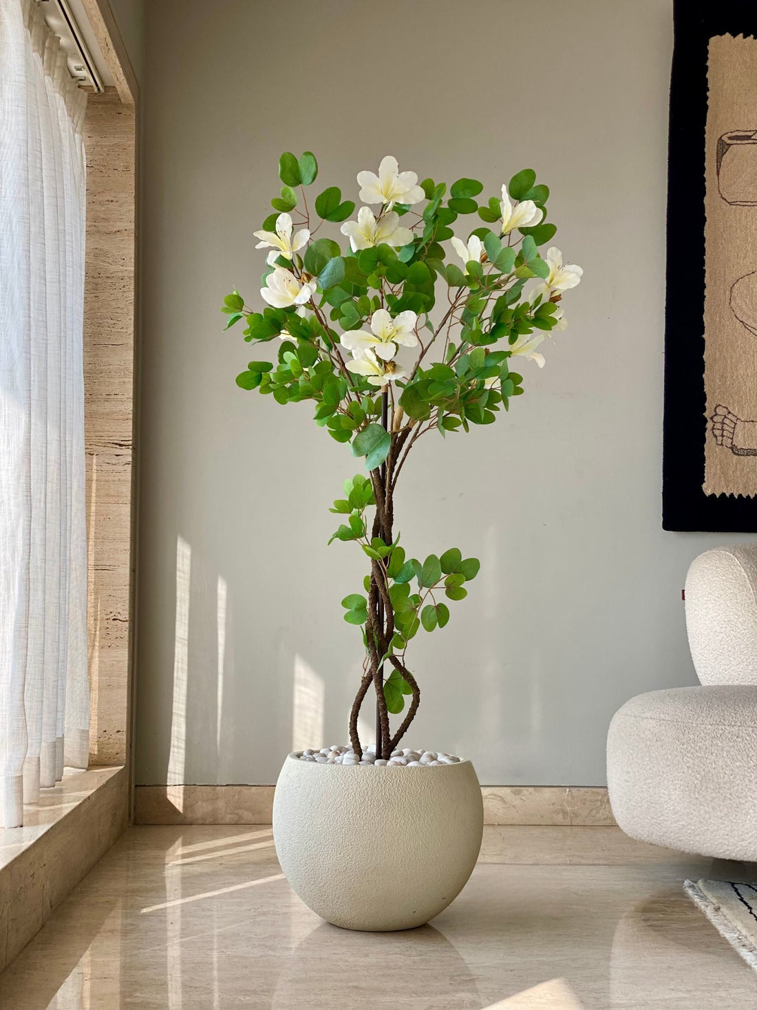 Artificial White Bauhinia Plant - 5 Feet