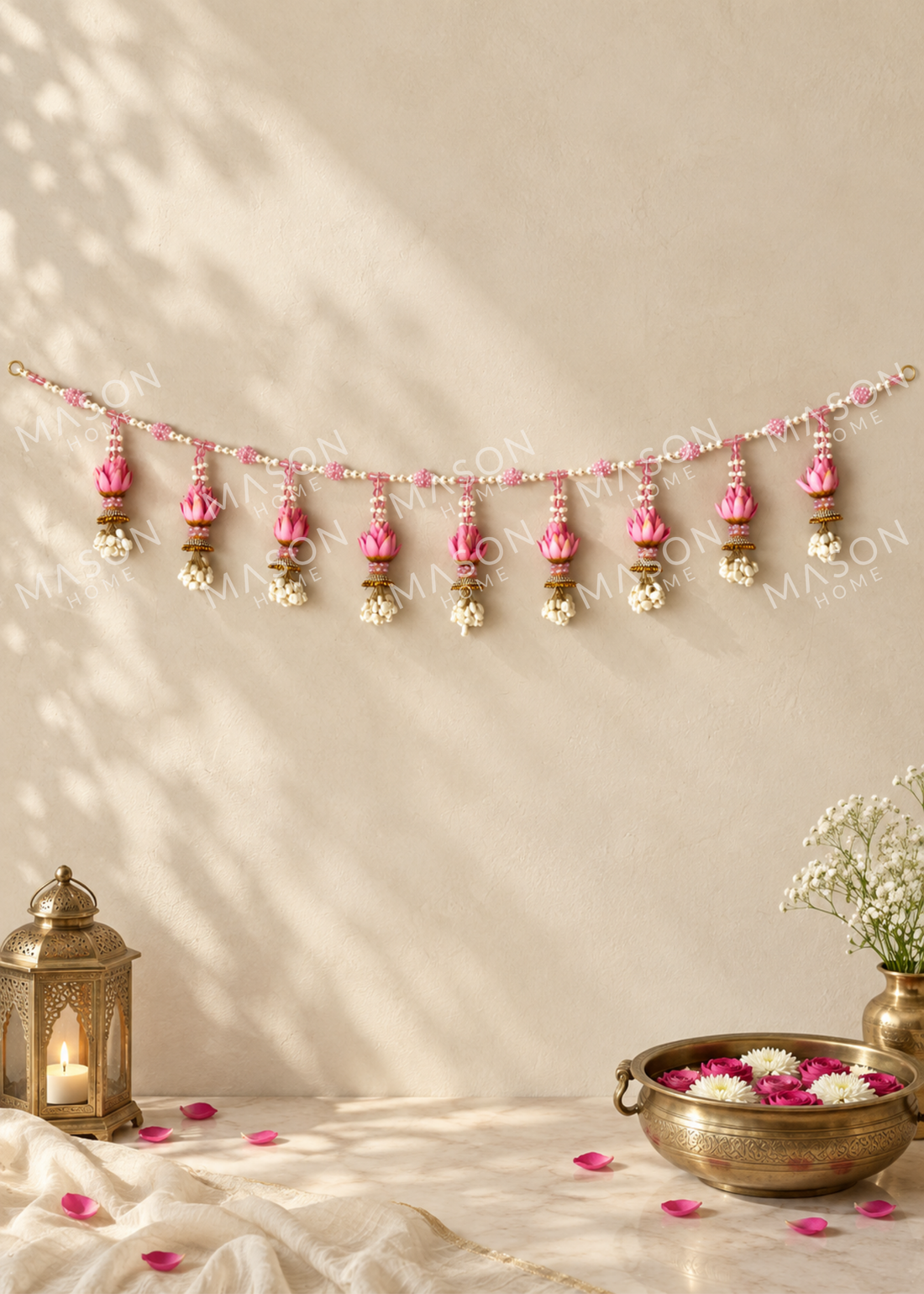 Festive Pink Lotus Pearl Toran