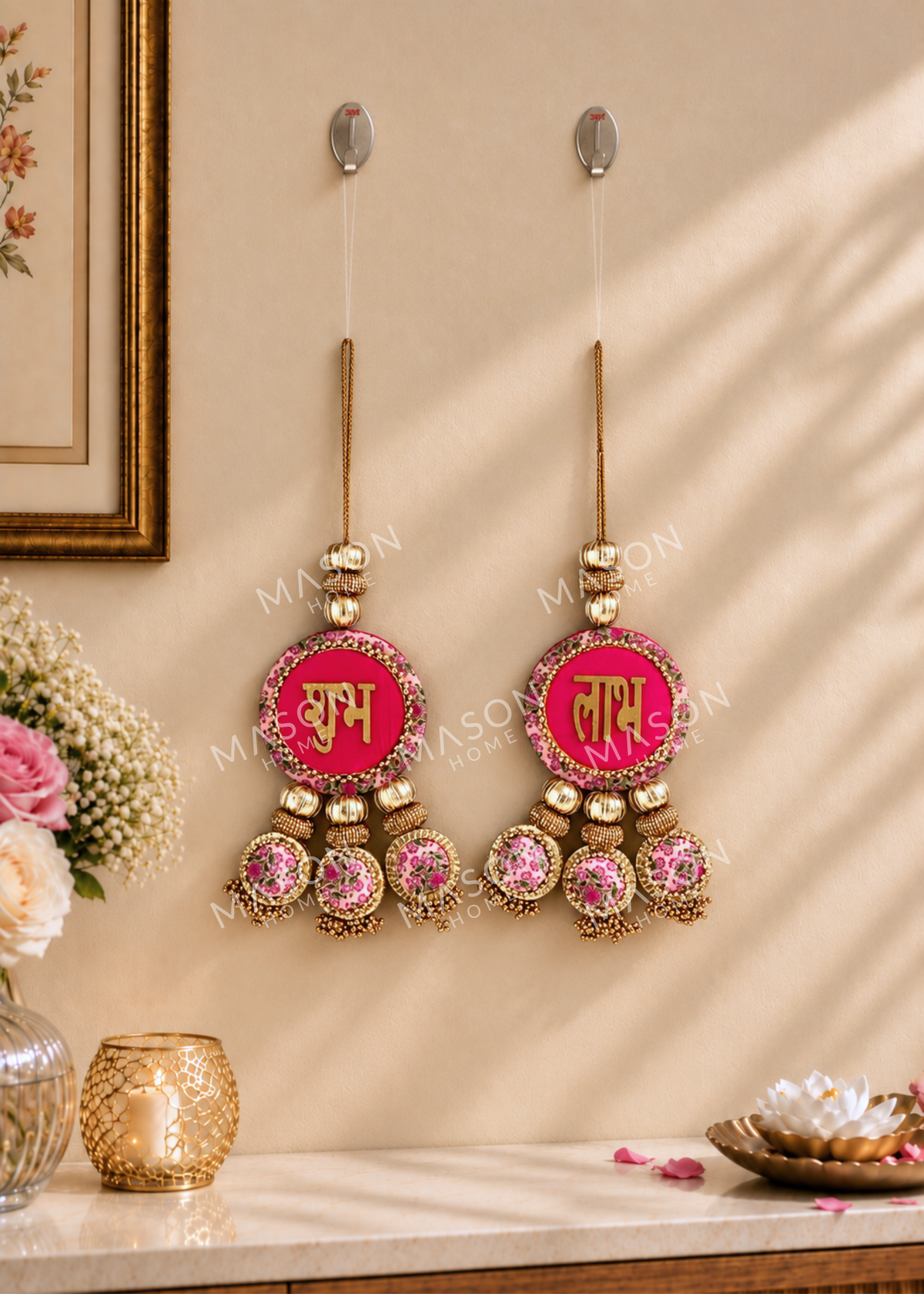 Festive Gilded Blossom Shubh Labh - Set of 2