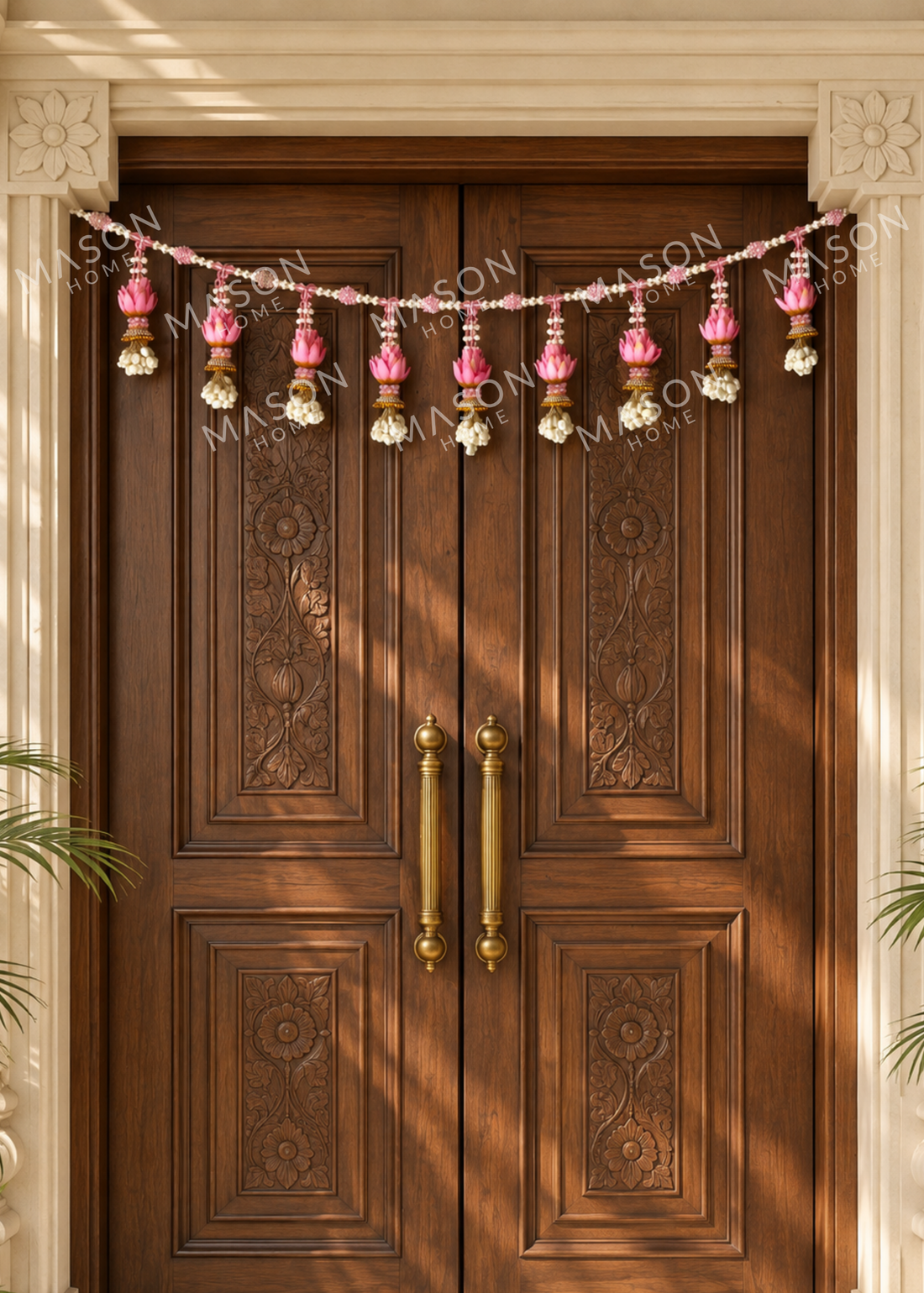 Festive Pink Lotus Pearl Toran