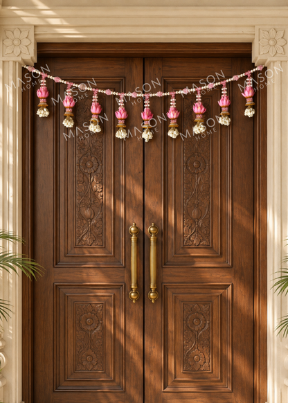 Festive Pink Lotus Pearl Toran
