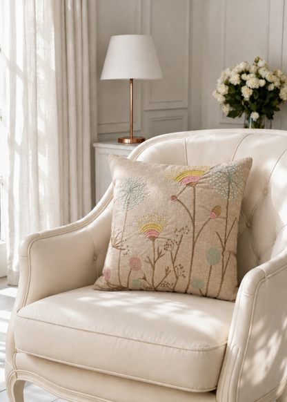 Beige Meadow Cushion Cover