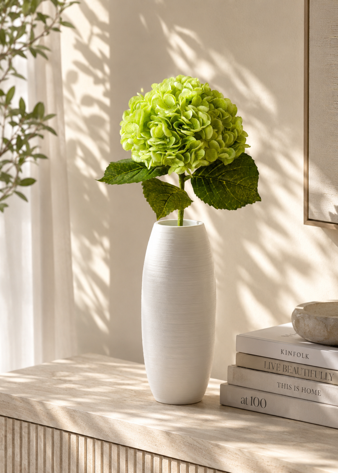Artificial Hydrangea Flower Stem – Fresh Green