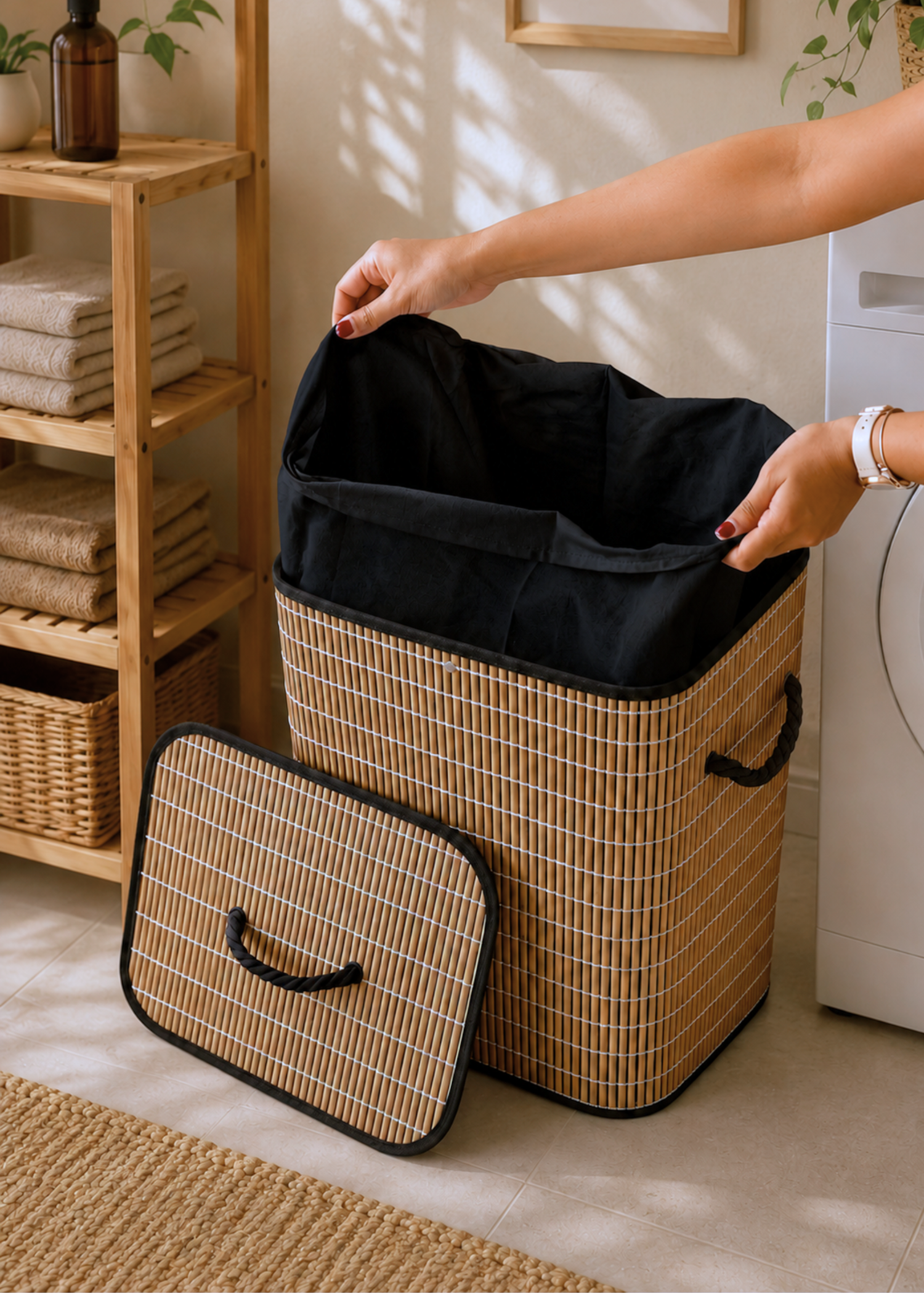 Baskora Laundry  Basket - Black &amp; Brown