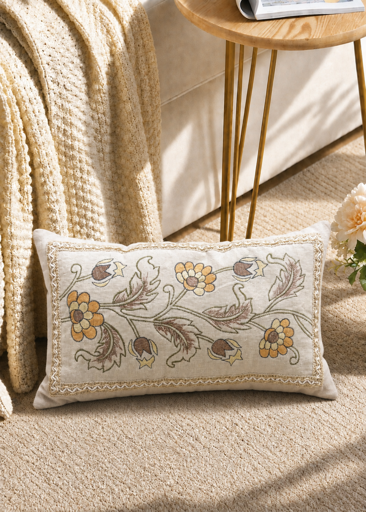 Sienna Floral Embroidered Cushion Cover