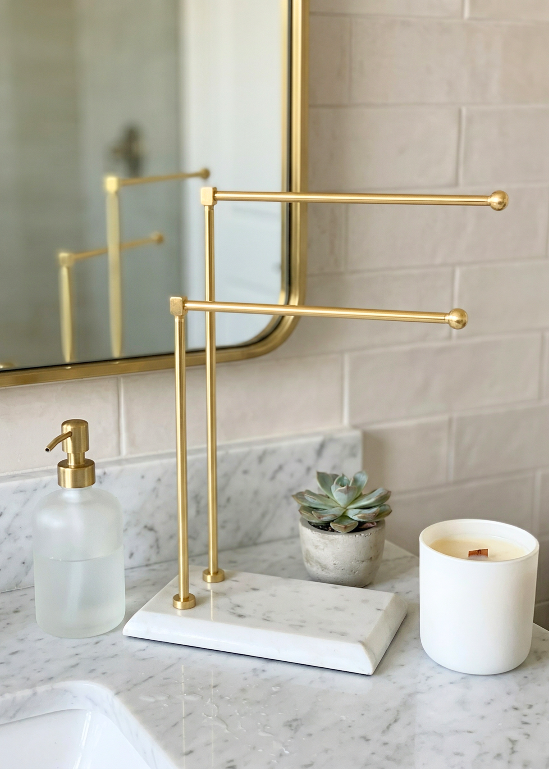 Melrose Hand Towel Stand - White &amp; Gold
