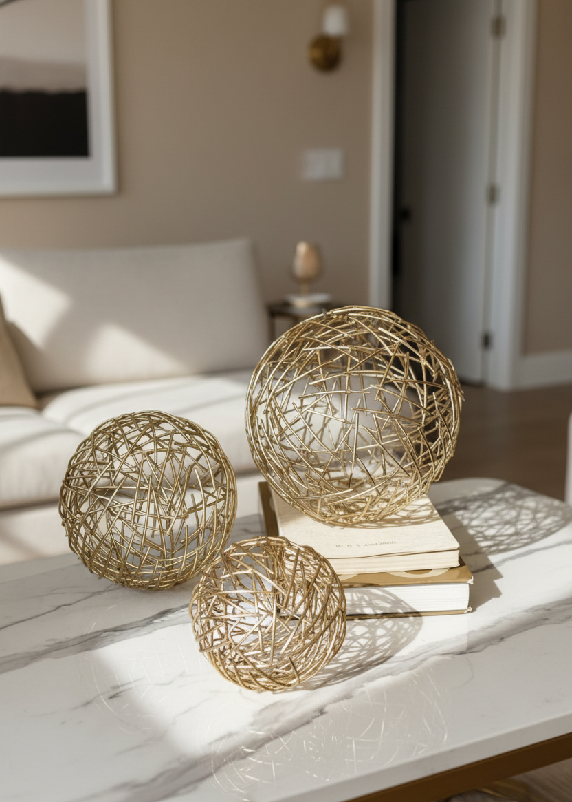 Sphere Set of 3  - Gold
