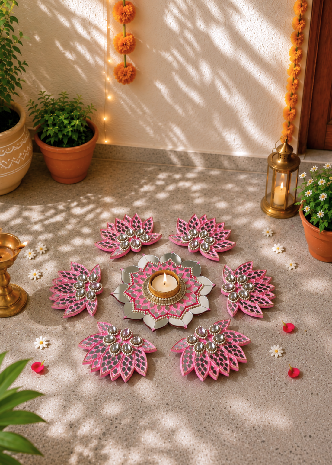 Festive Mirror Lotus Rangoli