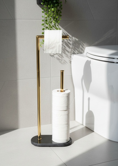 Melrose Toilet Roll Holder - Black and Gold