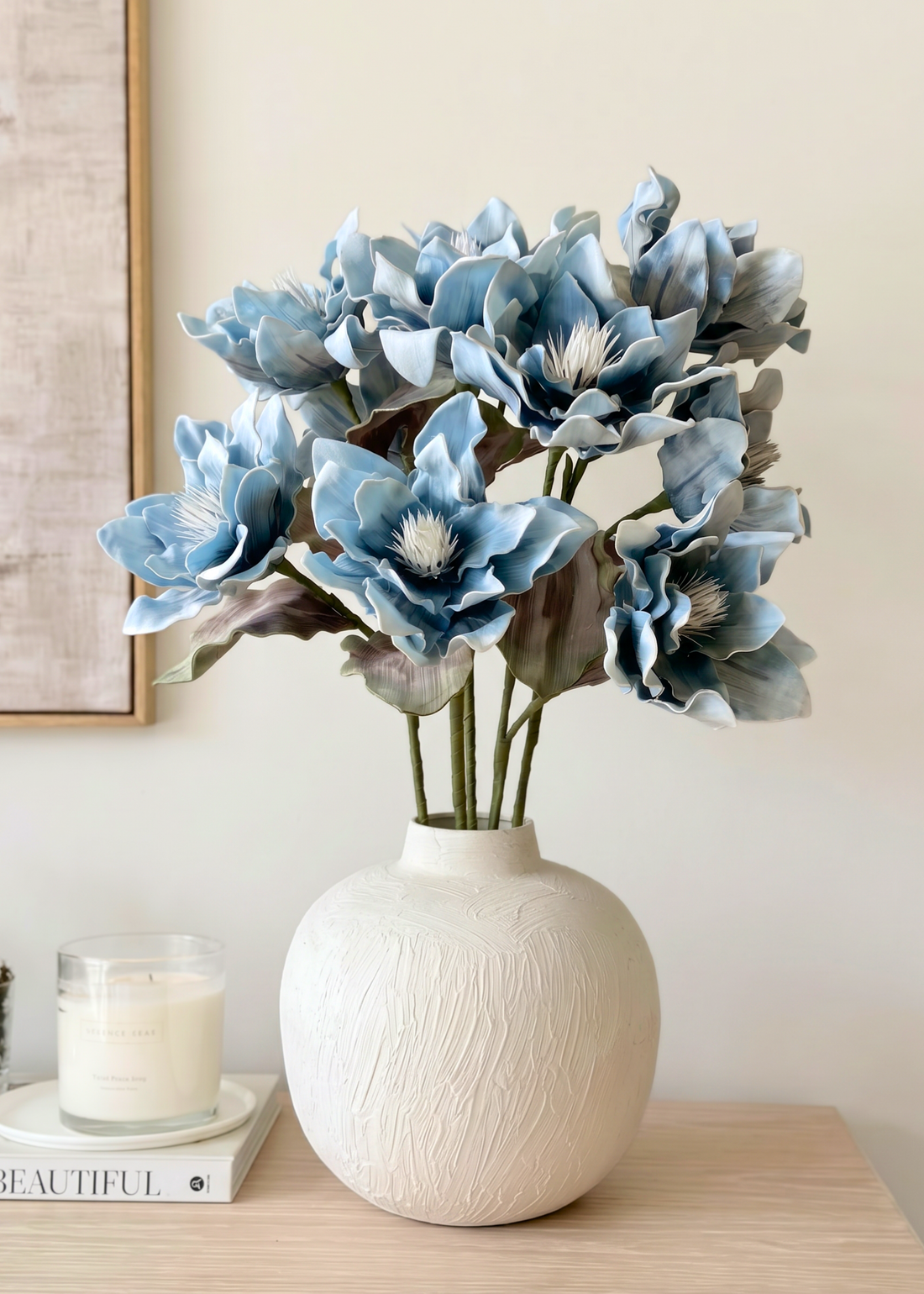 Artificial Dahlia Flower Stem  -  Blue Ombre (One Stem)