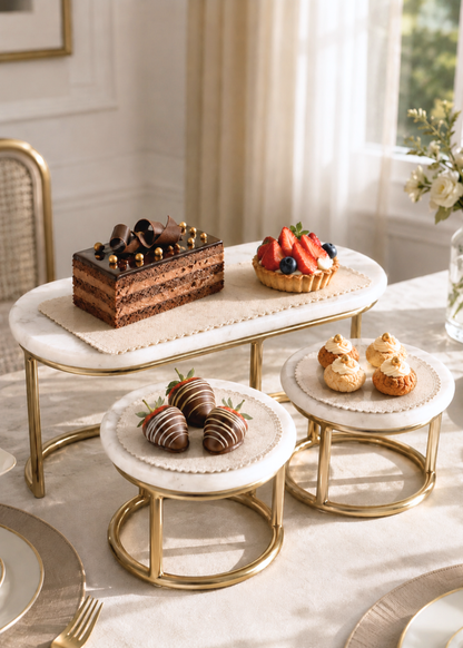 Soho Trio Marble Cake Stand -Set of 3