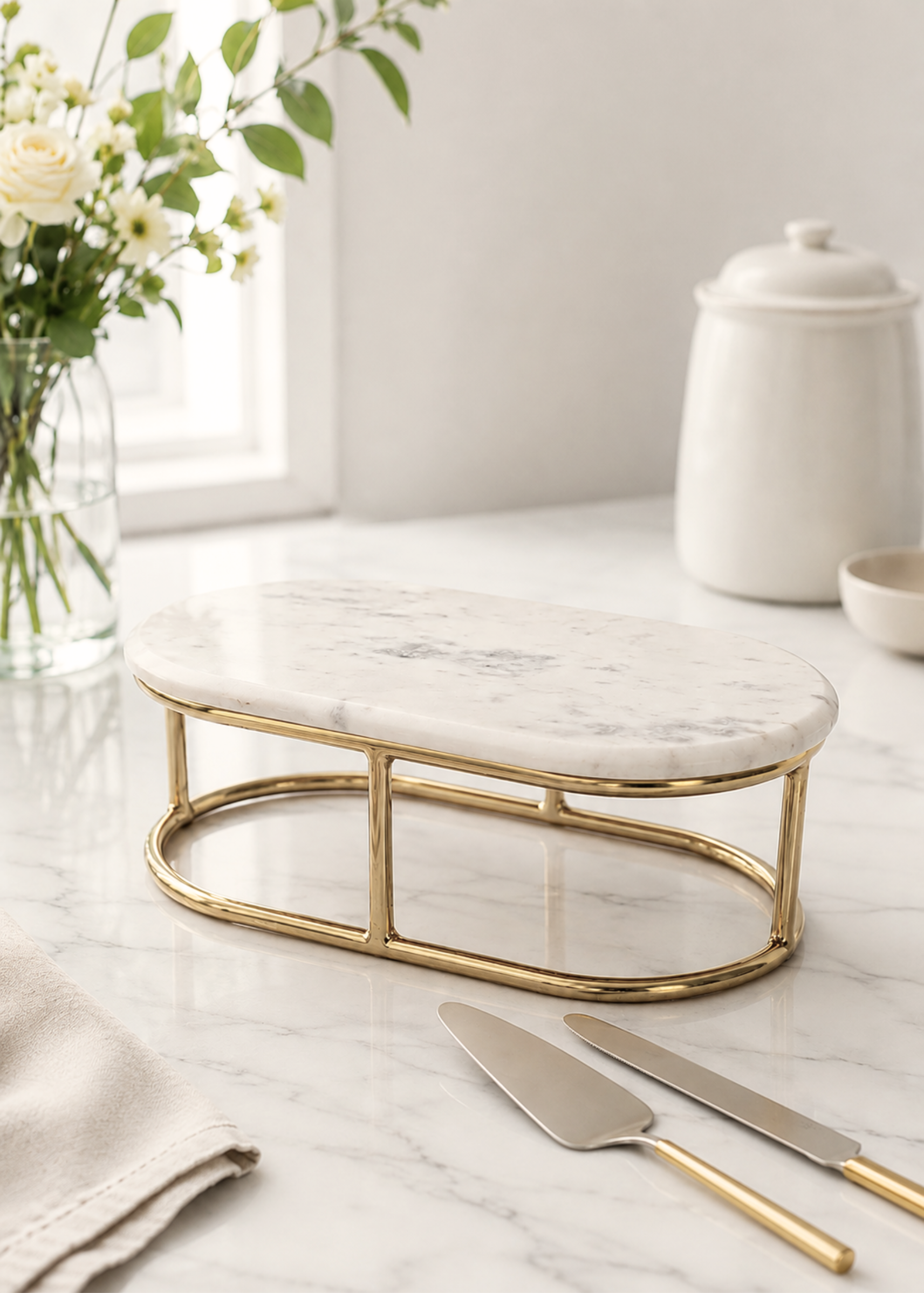 Soho Oval Marble Cake Stand – Set of 2