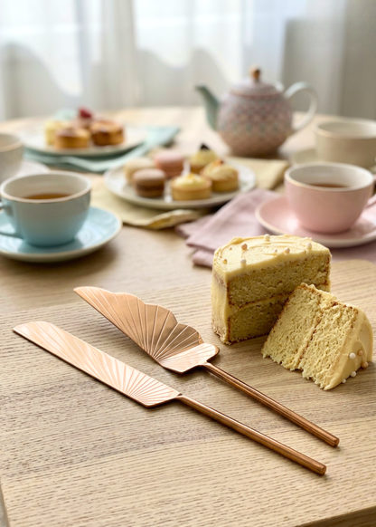 Luna Cake Knife And Server - Rose Gold