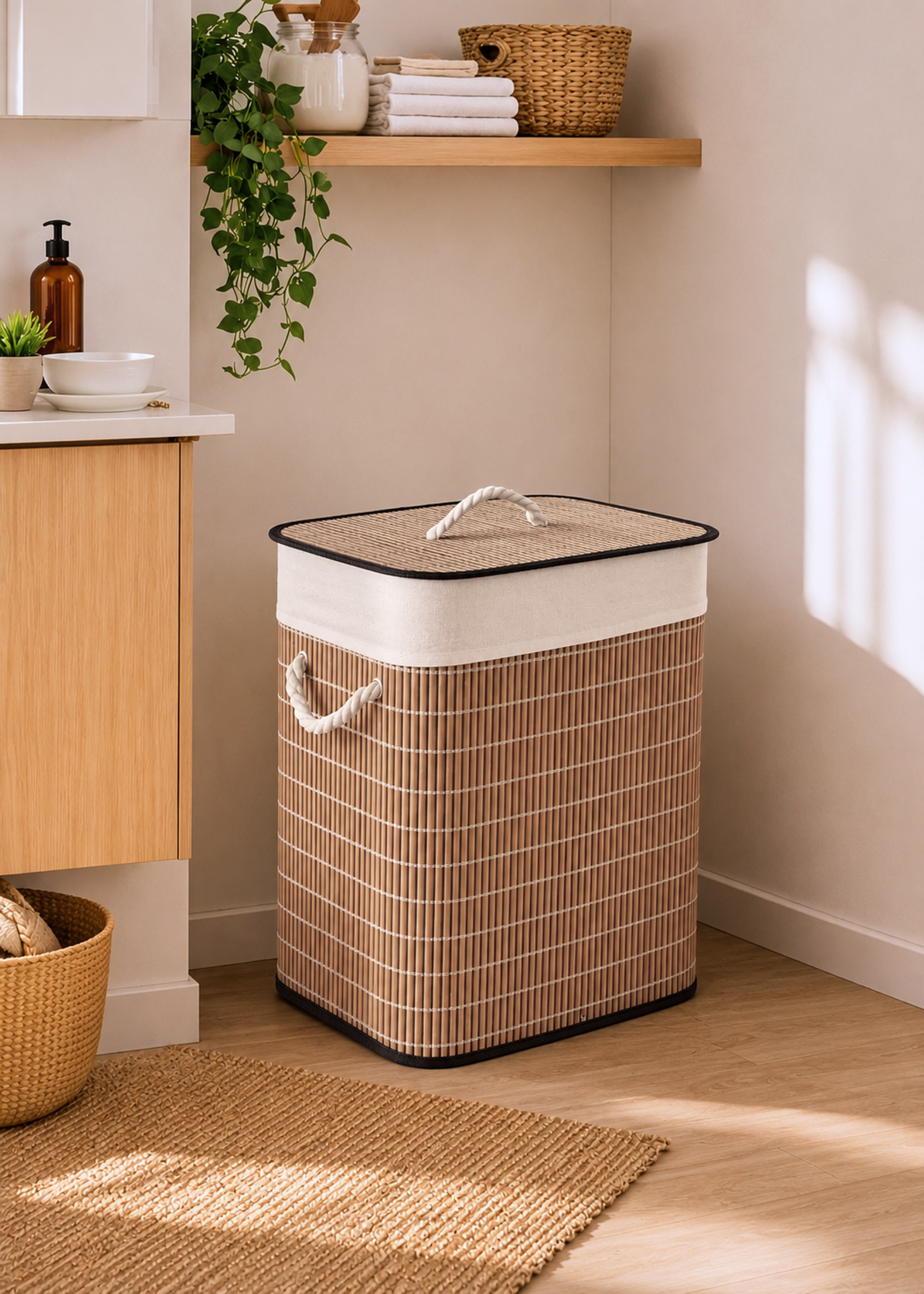Baskora Laundry  Basket - White &amp; Brown