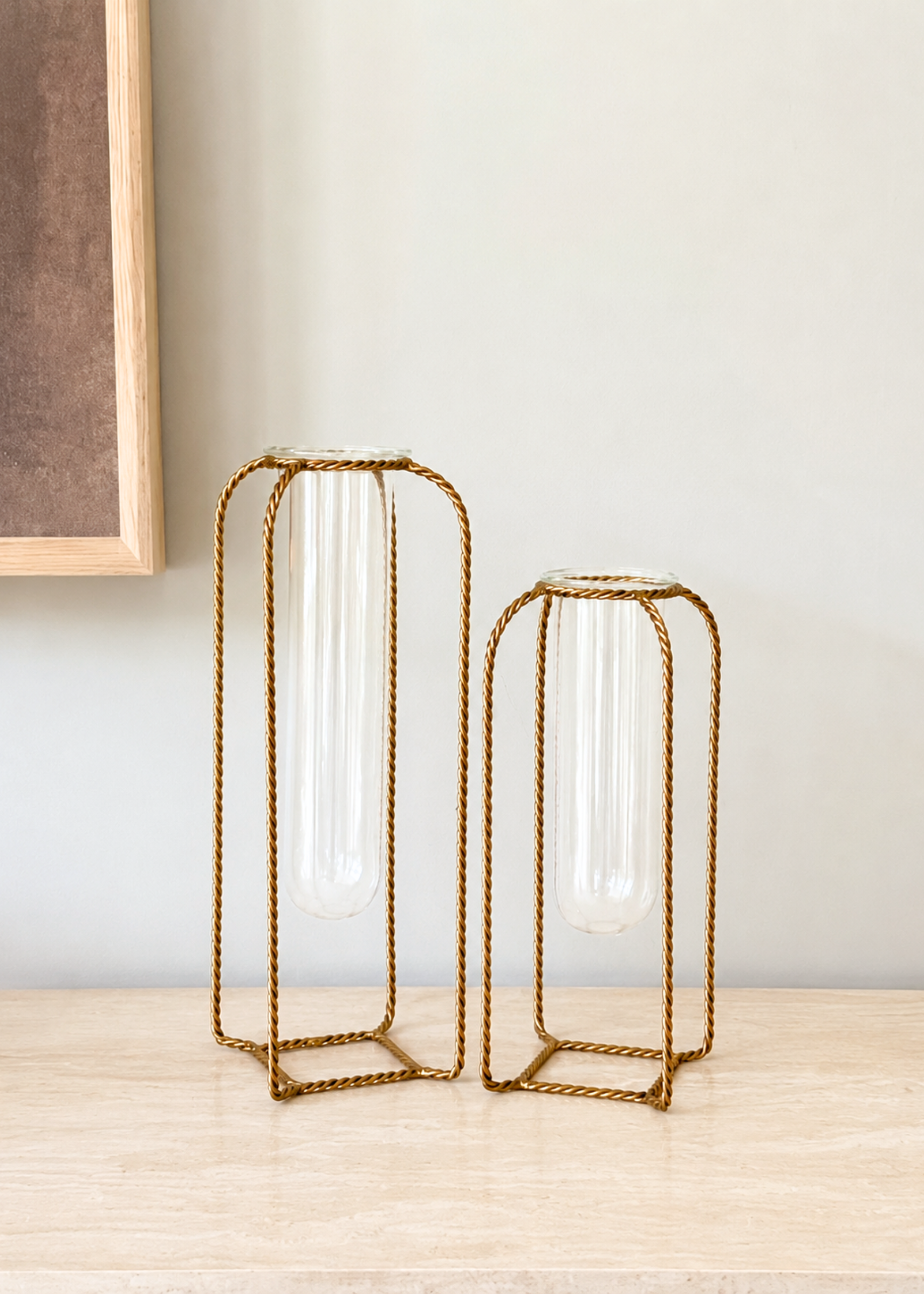 Braided Gold Test Tube Vases