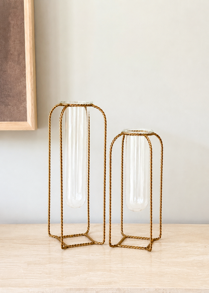 Braided Gold Test Tube Vases