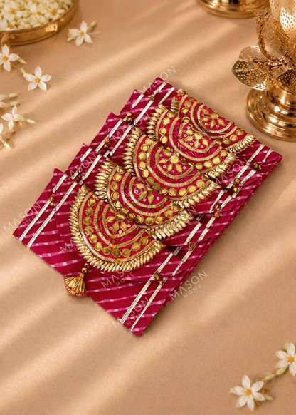 Festive Zari Envelope Pink - Set of 5
