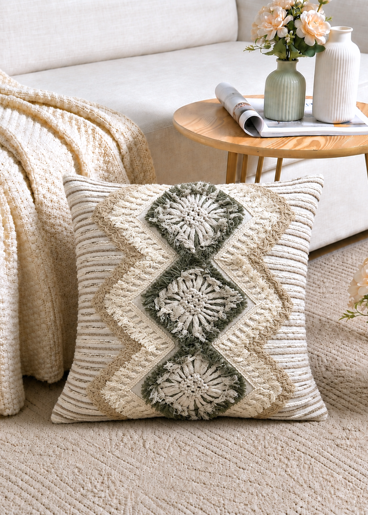 Macrame Ivory Cushion Cover