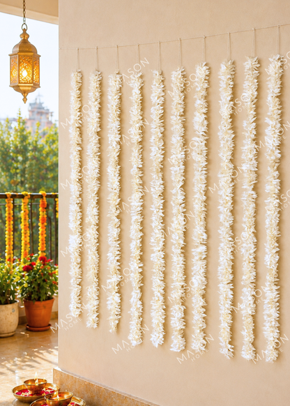 Decorative Artificial White Gajra - Set Of 12 (3 Feet)