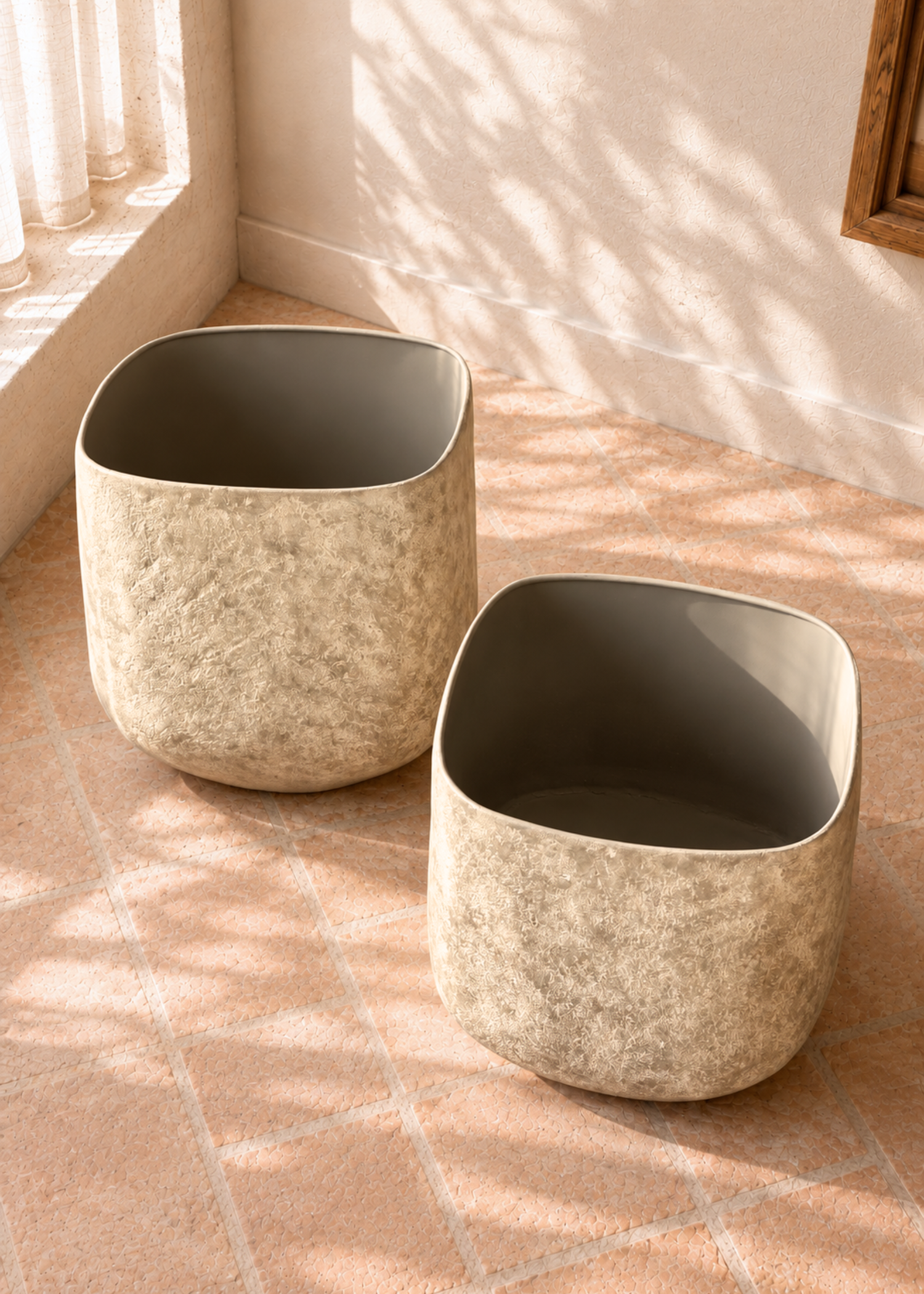 Veranda Square Planters  - Rustic Ivory