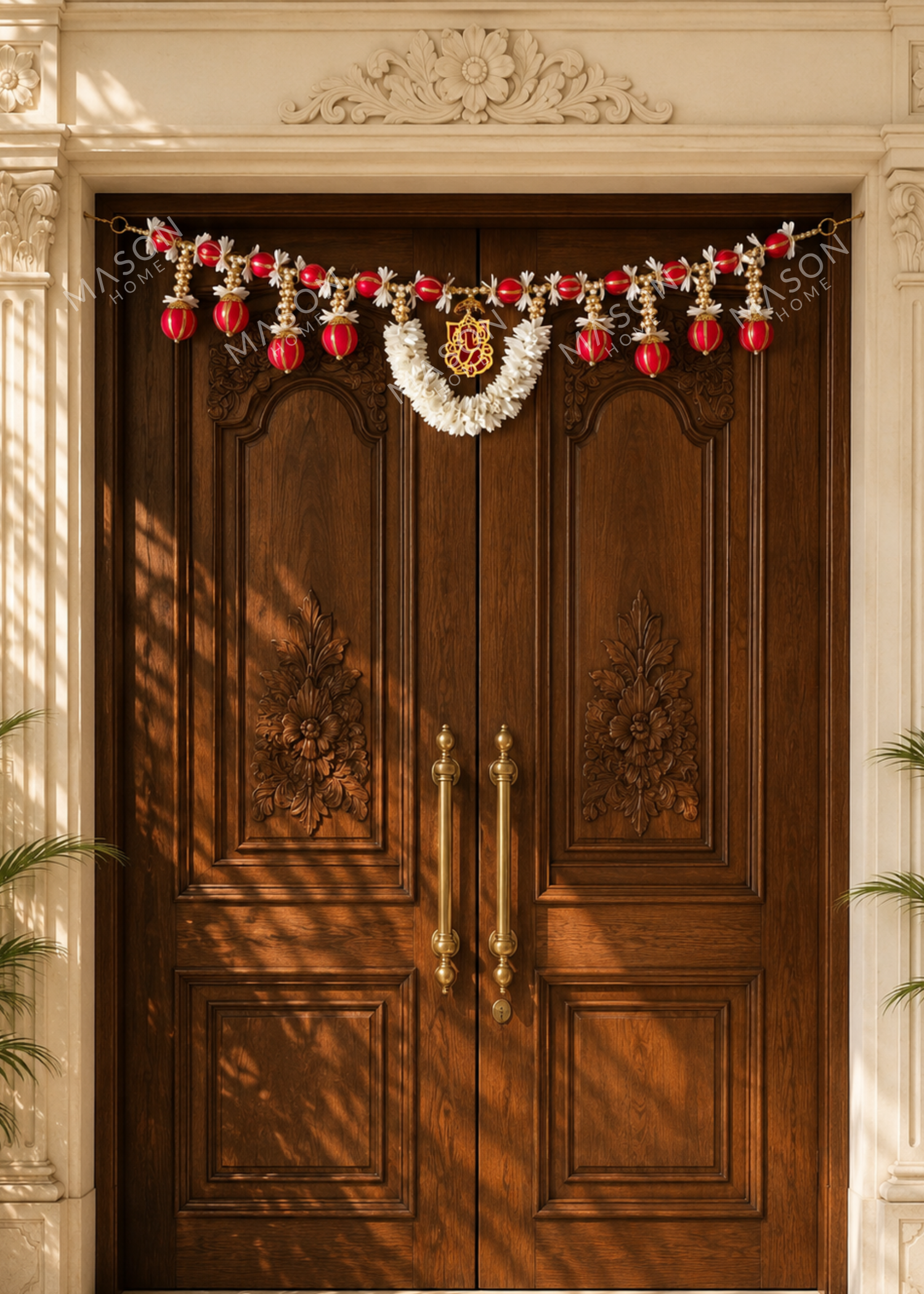 Festive Ganpati Floral Dark Pink Toran