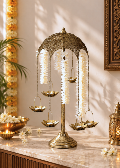 Antique Lotus Diya Stand - Big