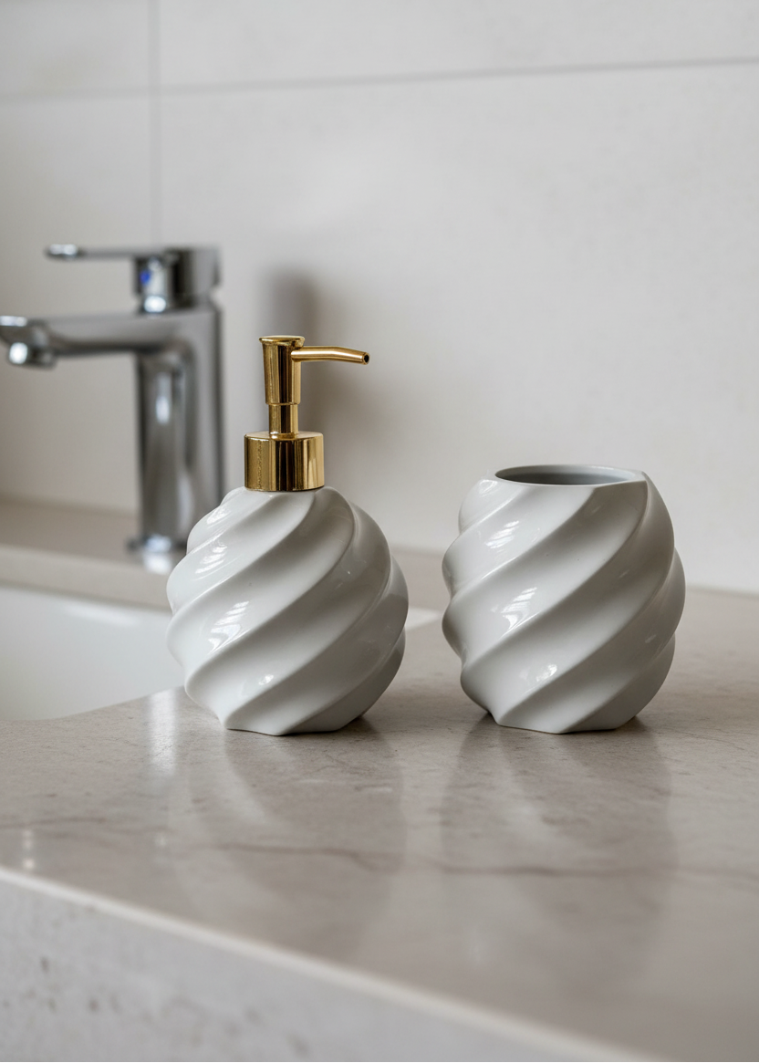 Swirl Bathroom Set - Grey