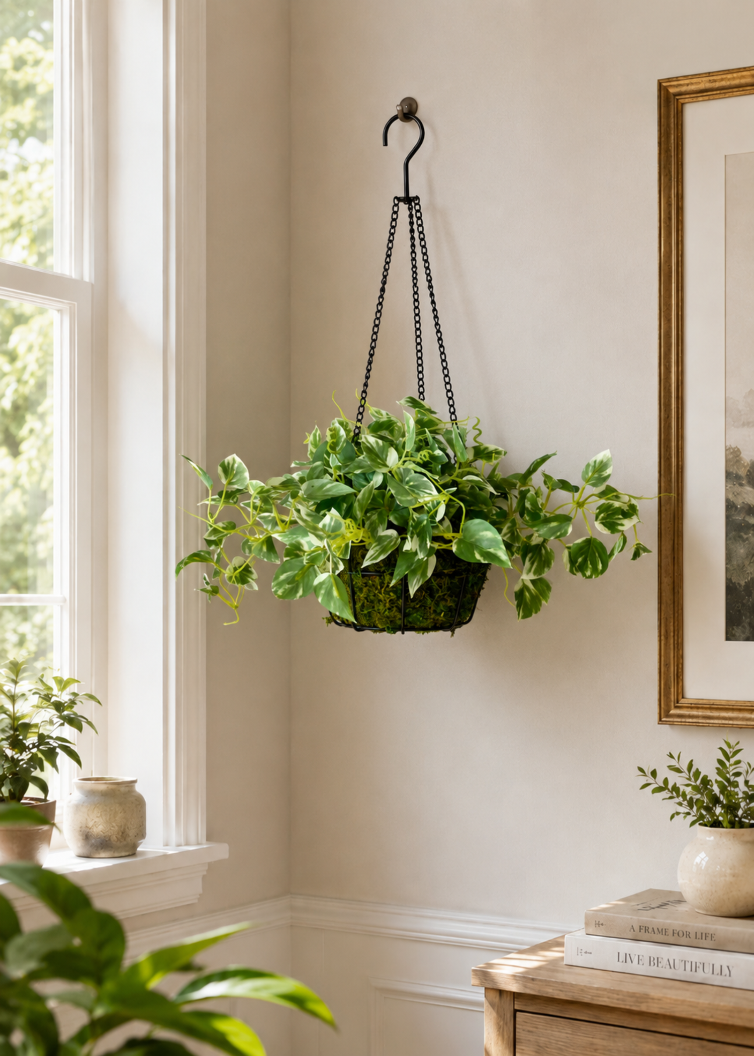 Artificial Trailing Pothos Hanging Plant - 1.7 Feet