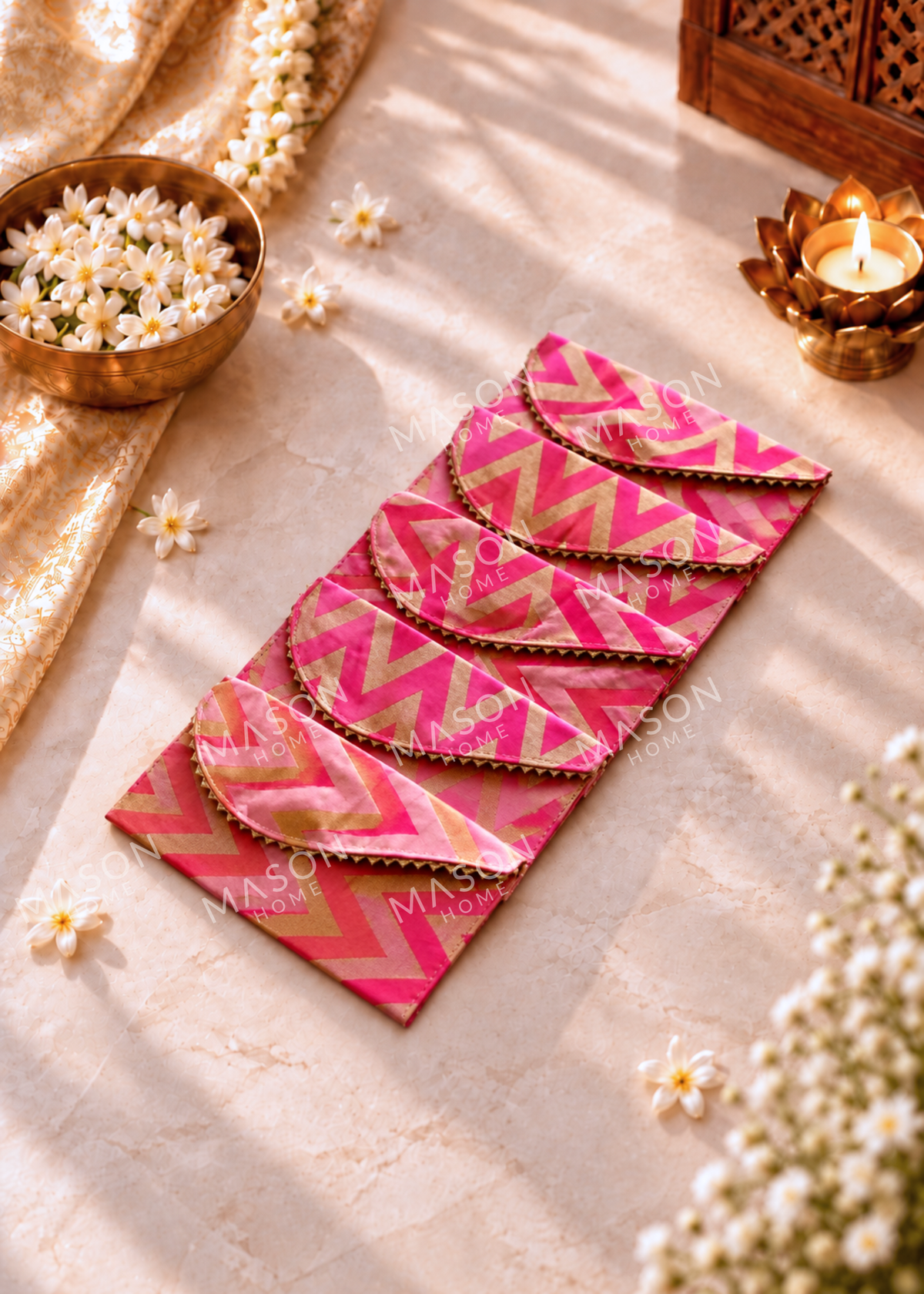 Festive Evara Envelope Dark Pink - Set of 5