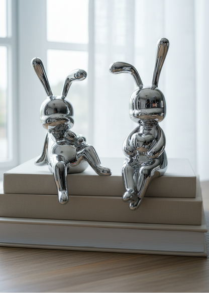 Luxe Chrome Bunny Duo - Set of 2