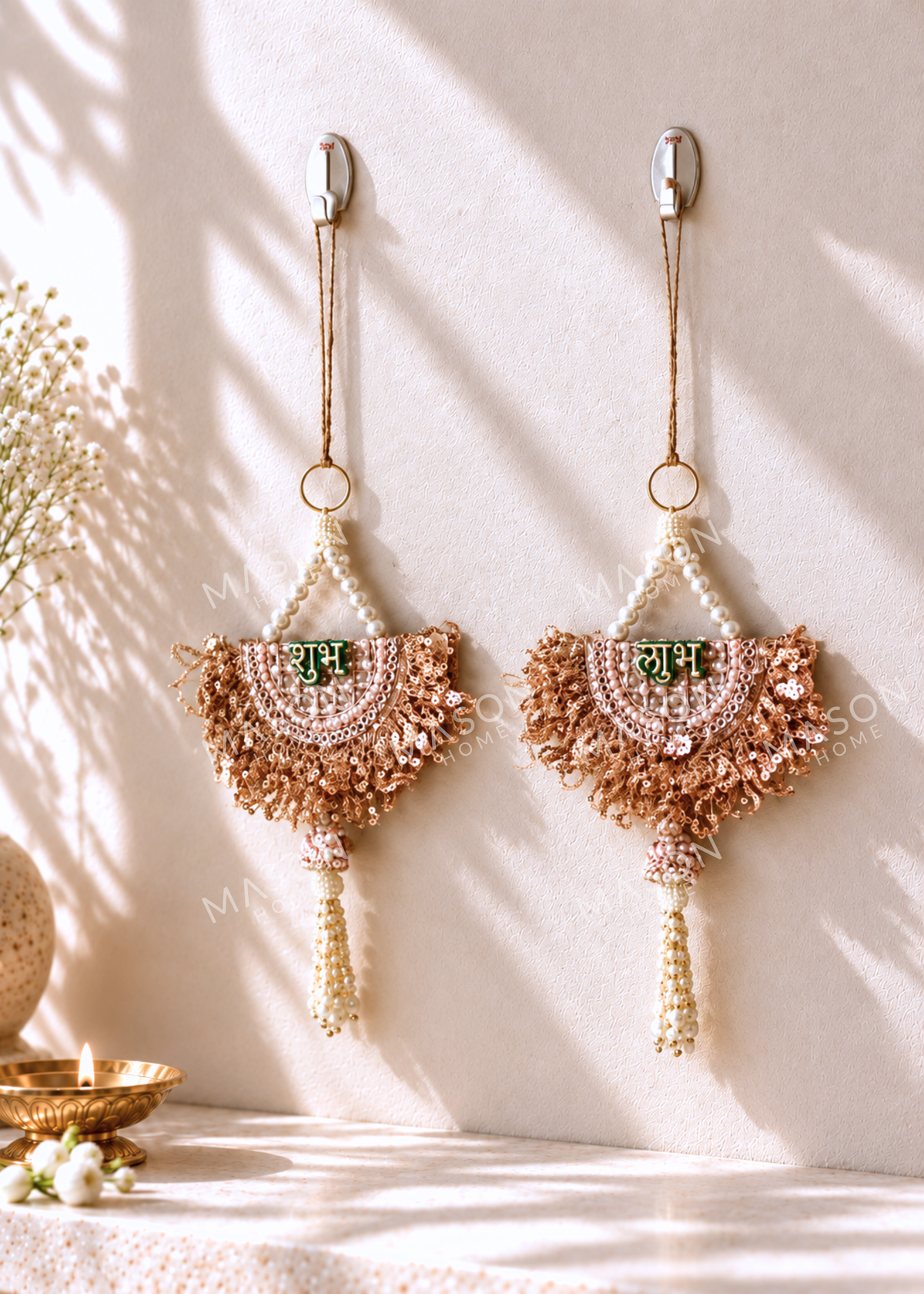 Festive Gilded Shubh Labh Rose Gold - Set of 2