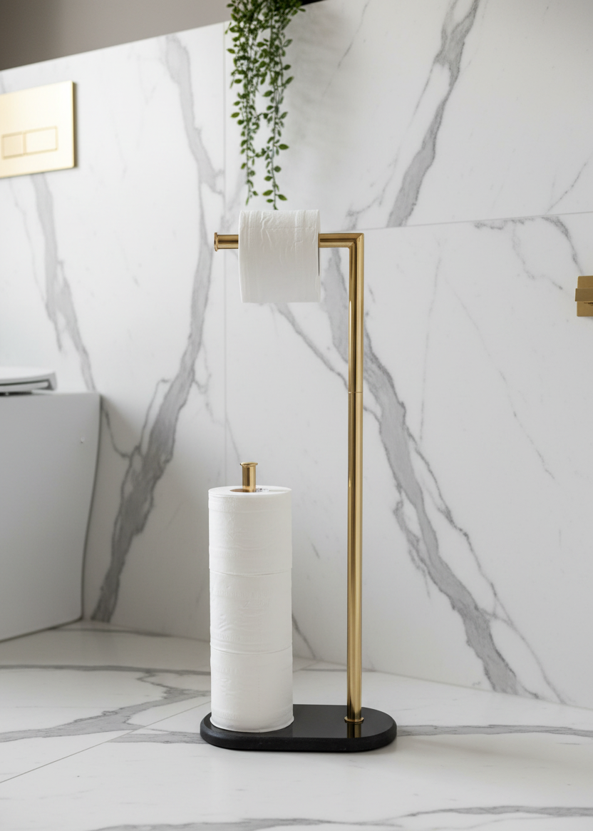 Melrose Toilet Roll Holder - Black and Gold