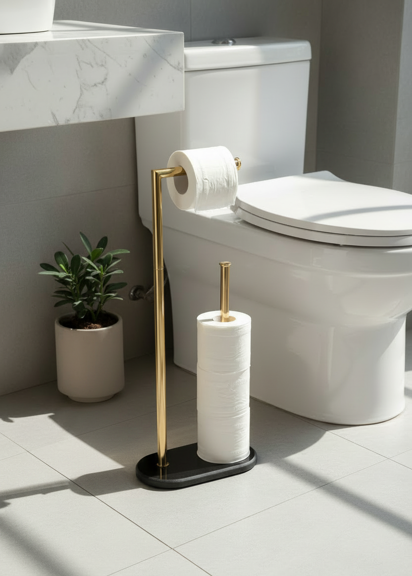 Melrose Toilet Roll Holder - Black and Gold