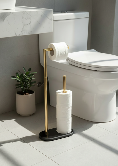 Melrose Toilet Roll Holder - Black and Gold