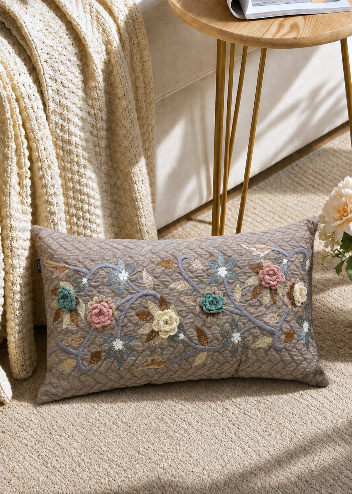 Soft Clay Botanical Cushion Cover