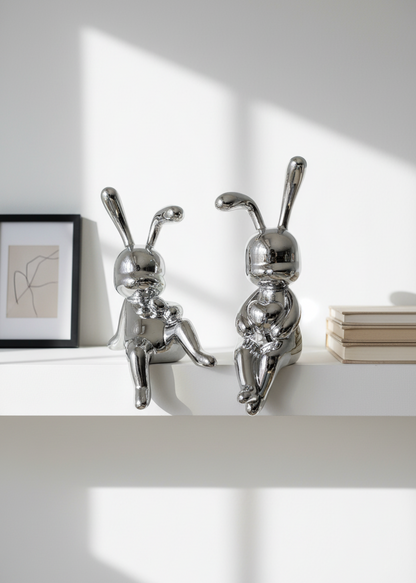 Luxe Chrome Bunny Duo - Set of 2
