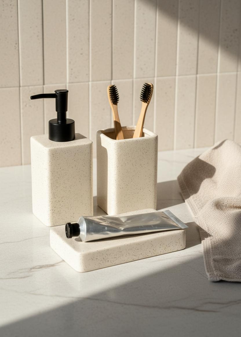Slate Bathroom Set - Beige