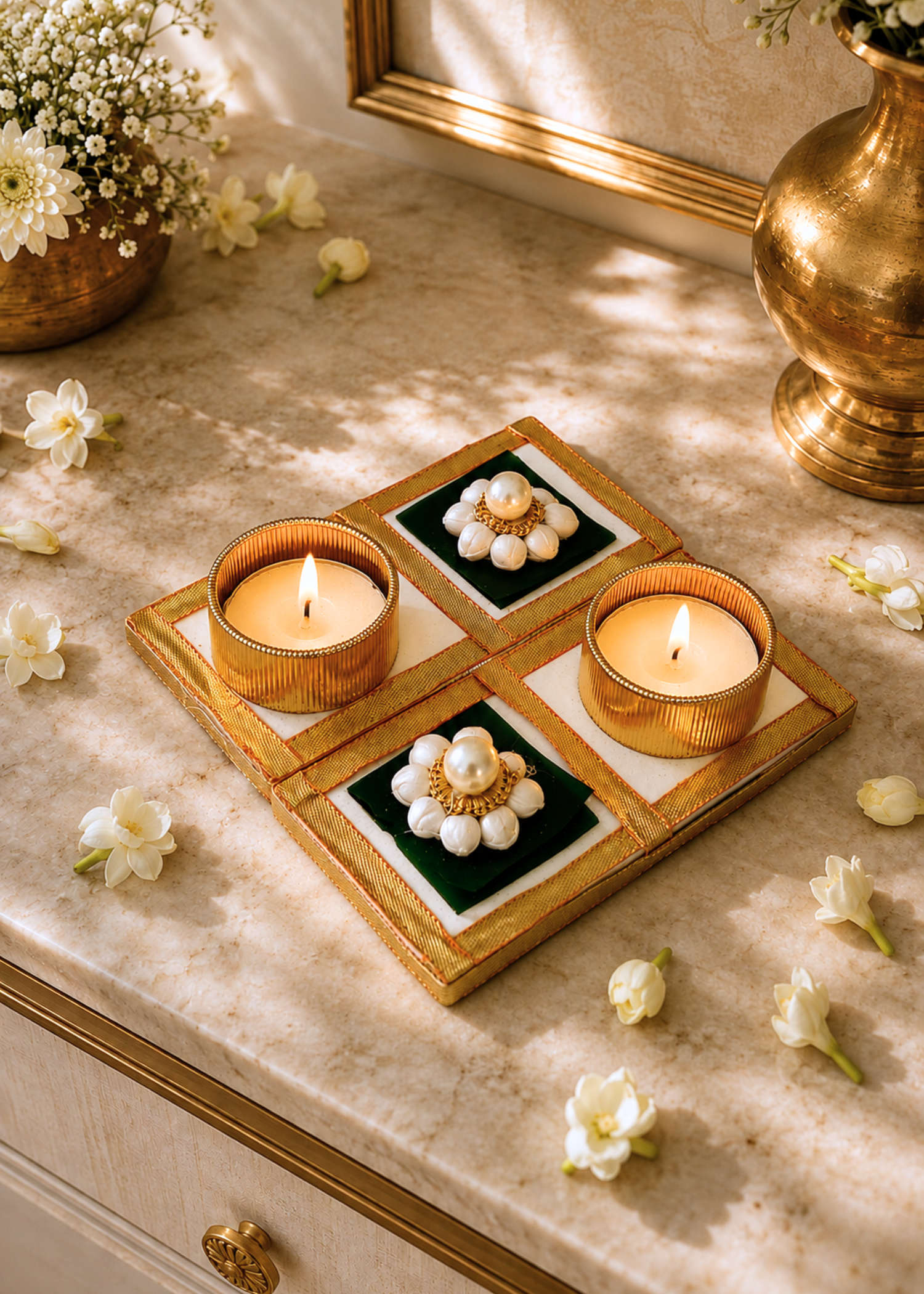 Jasmine Square Diyas - Mini
