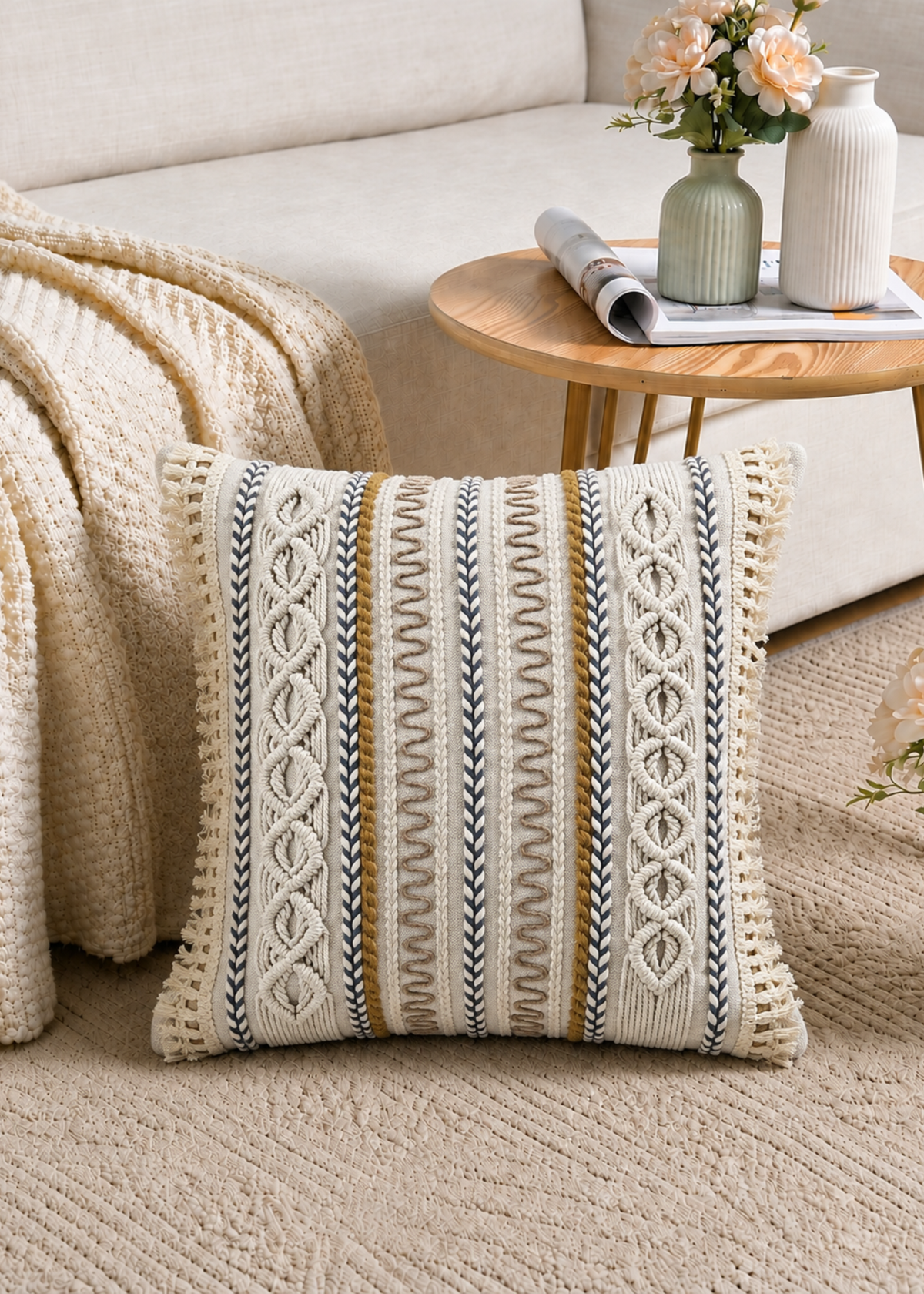 Lattice Ivory Cushion Cover
