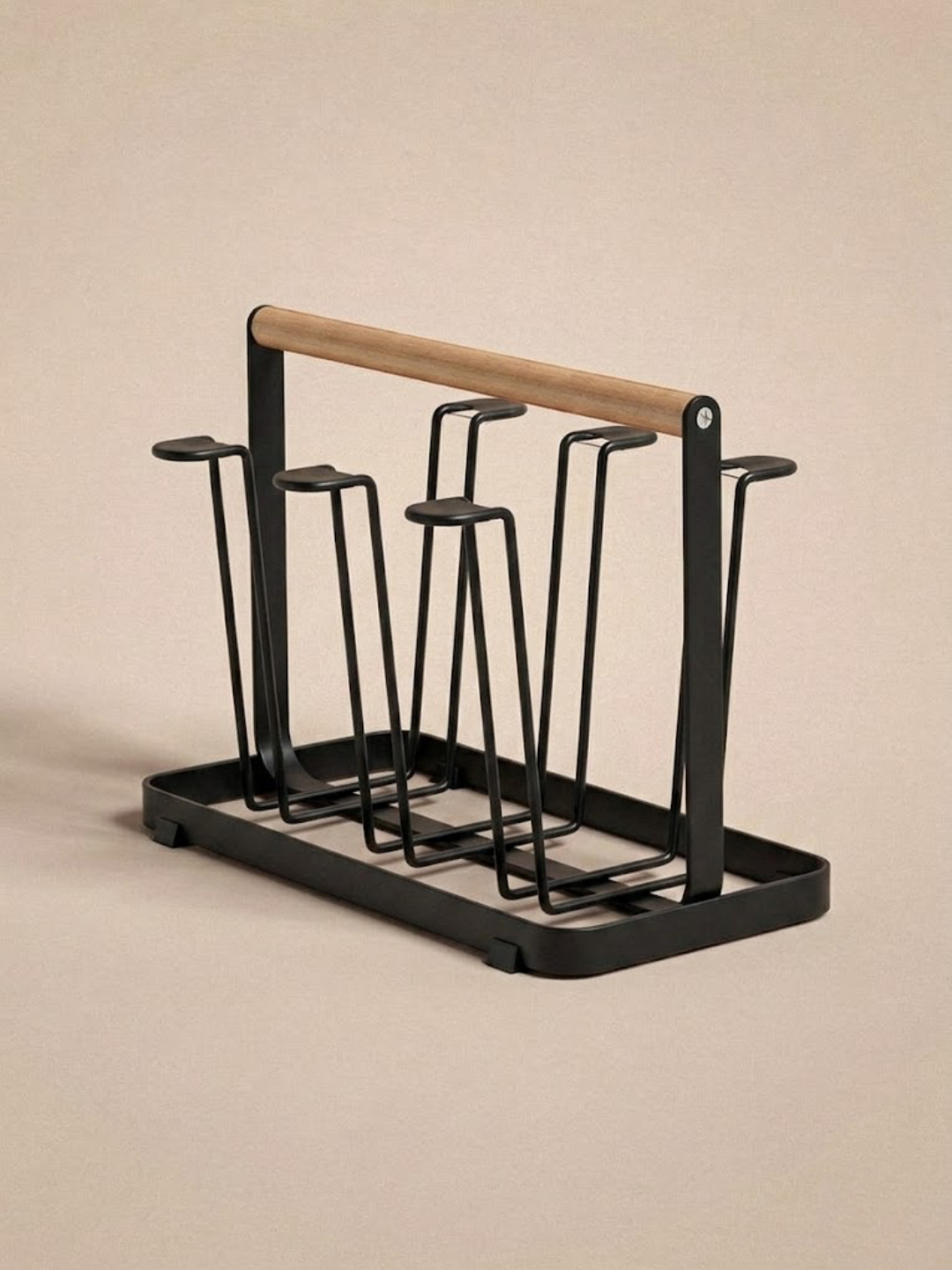 Wooden Handle Glass Holder Black