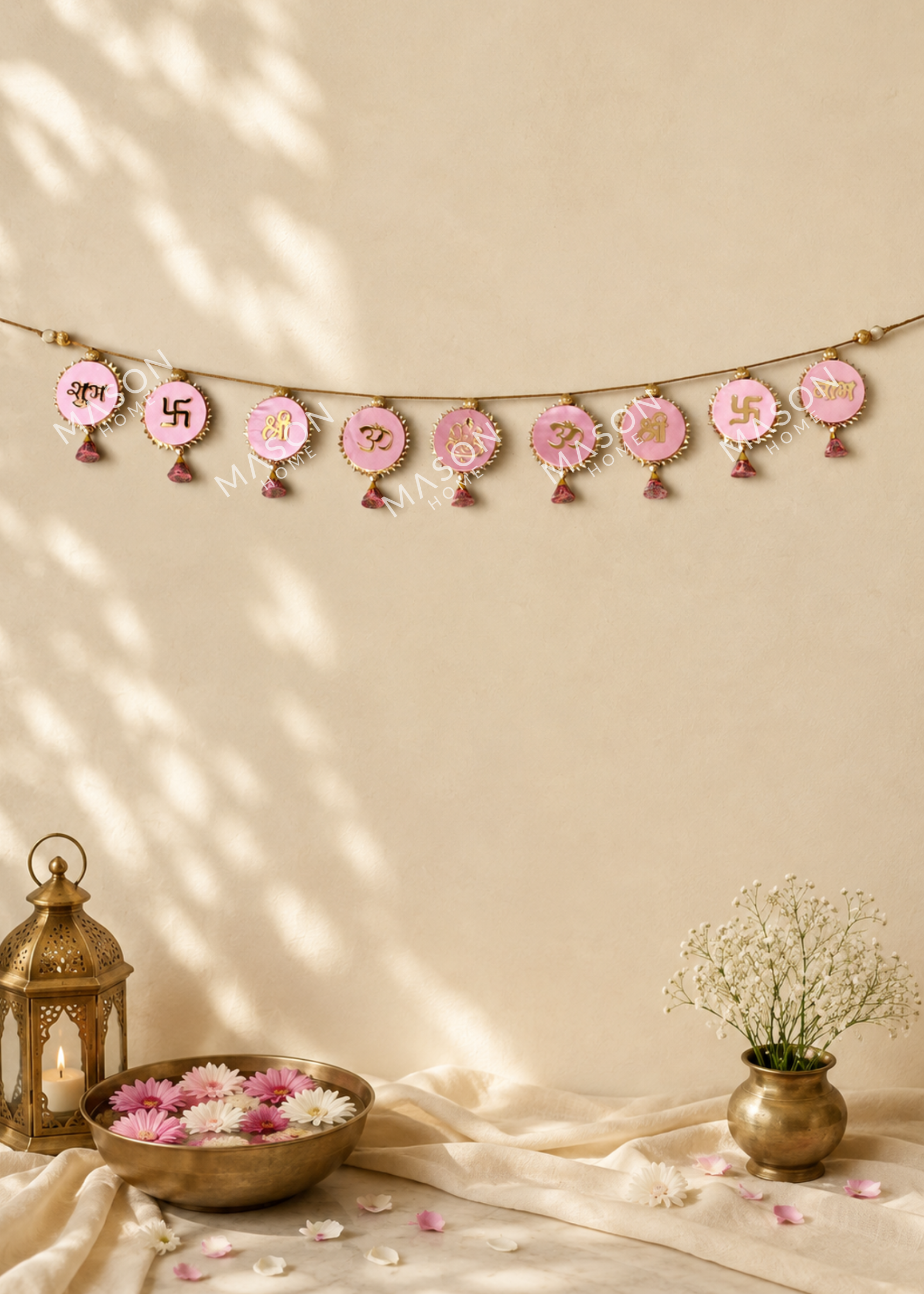 Festive Shubh Rang Reversible Toran - Pink &amp; Blue