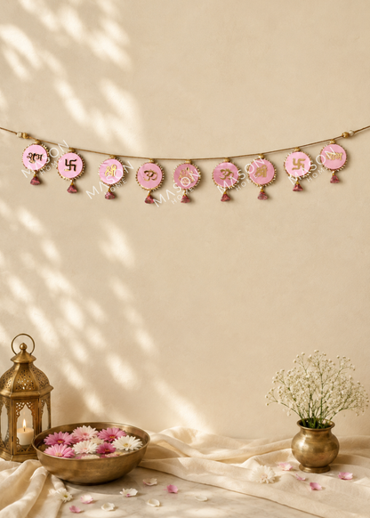 Festive Shubh Rang Reversible Toran - Pink &amp; Blue