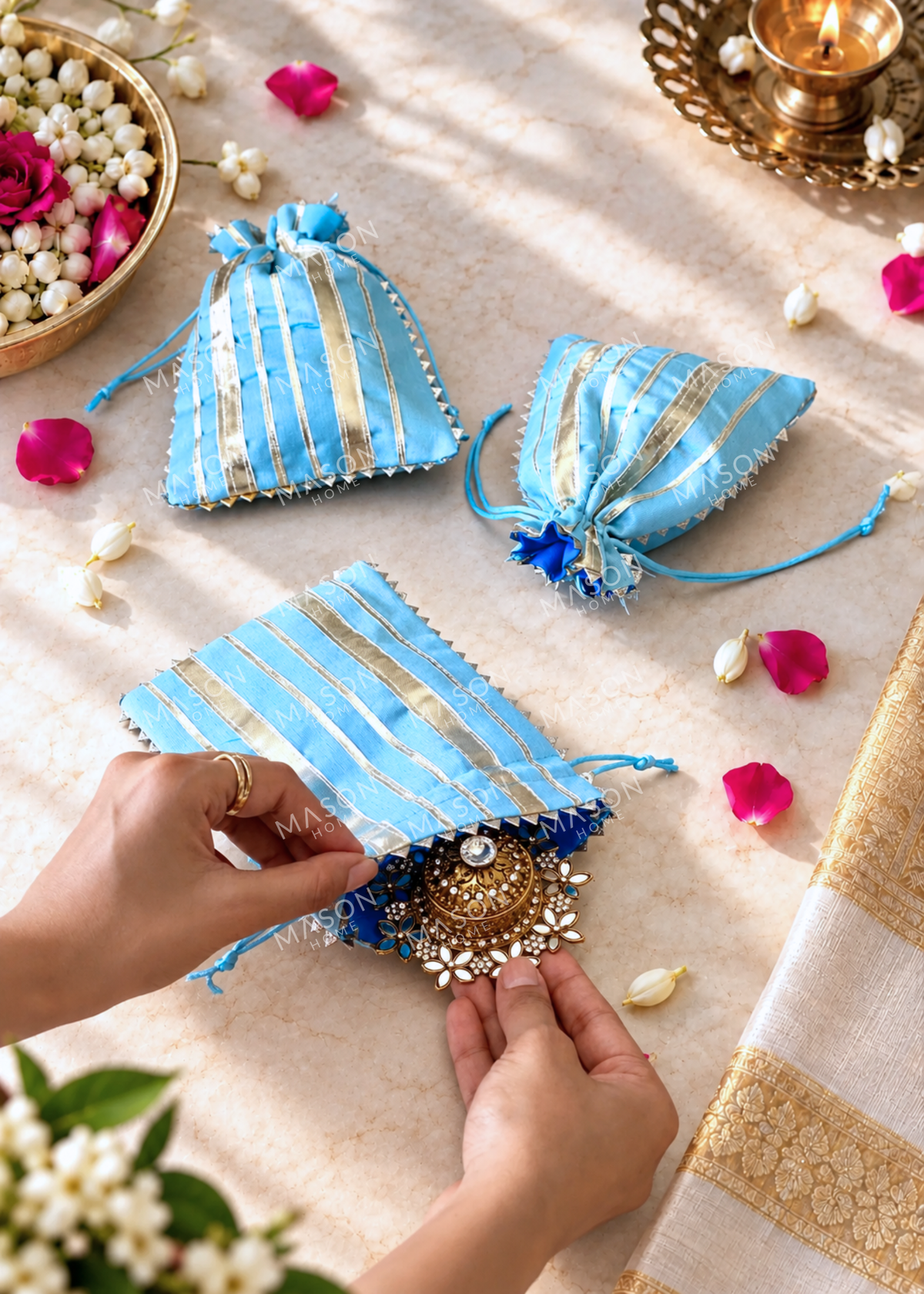 Festive Neelam Potli - Set of 5