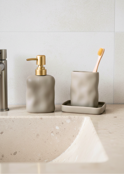 Lucent Bathroom Set - (Set of 3) Beige