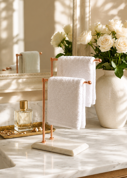 Melrose Hand Towel Stand - White &amp; Rose Gold