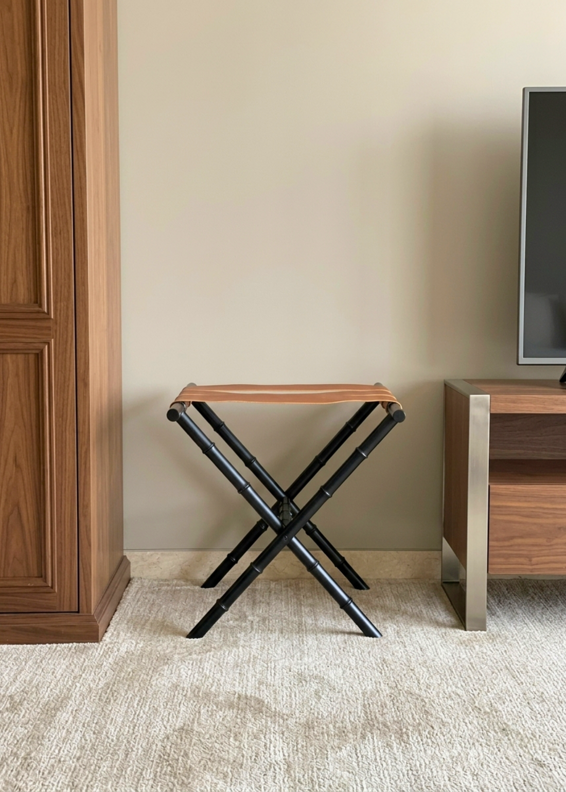 Naples Tan Foldable Luggage Rack