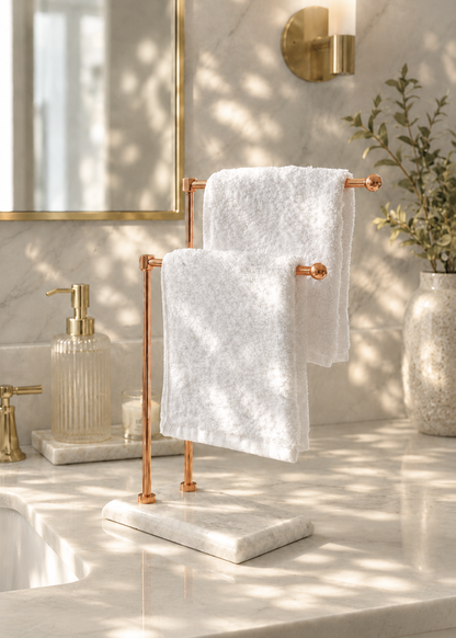 Melrose Hand Towel Stand - White &amp; Rose Gold